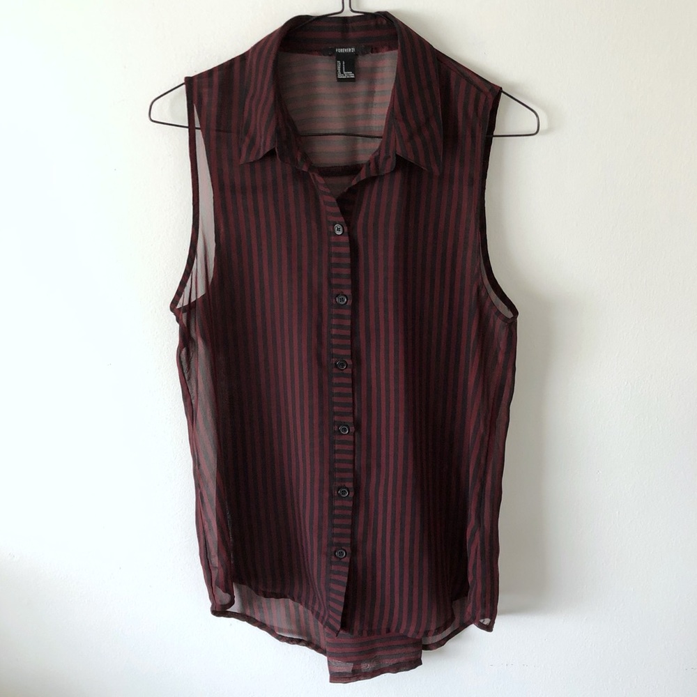 Black + Burgundy Sheer Blouse